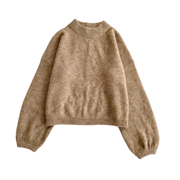 Banana Republic Alpaca Blend Relaxed Balloon Sleeve Sweater in Sand Beige - Picture 2 of 5